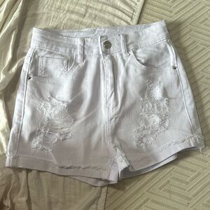 White high waisted jean shorts